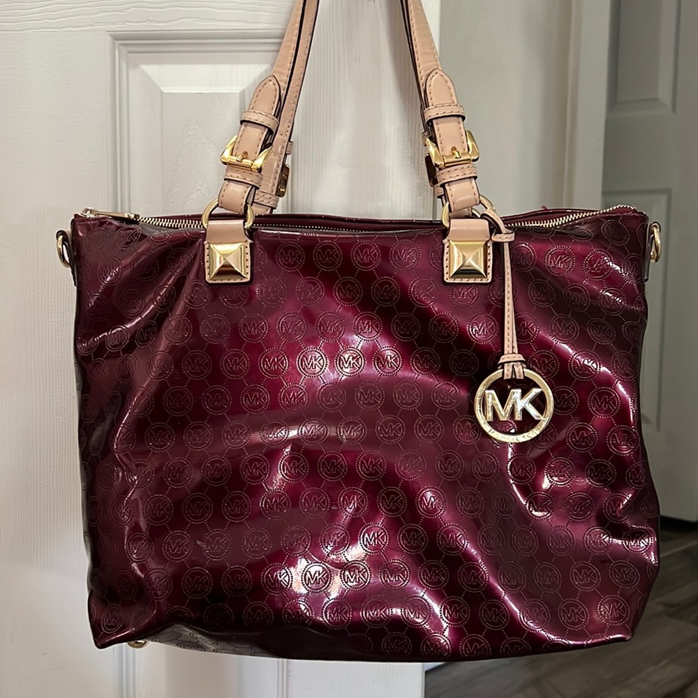 MK Large Coin Monogram Purse- Bordeaux
